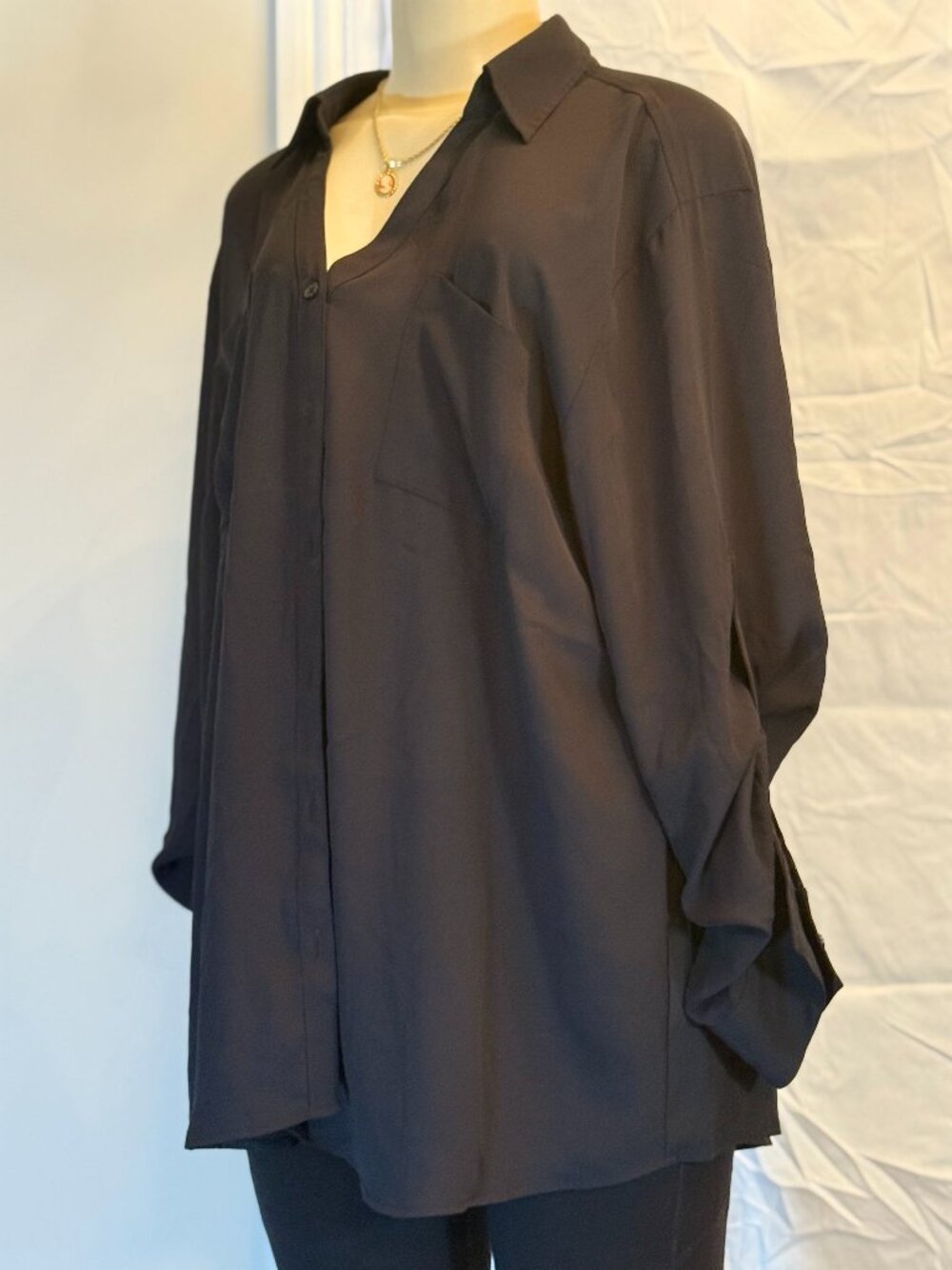 Maurices Black LS Button Front Blouse Women's  XXL